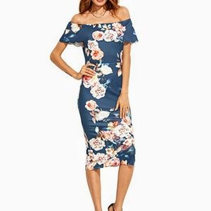 Floral Off Shoulder Cocktail Dress